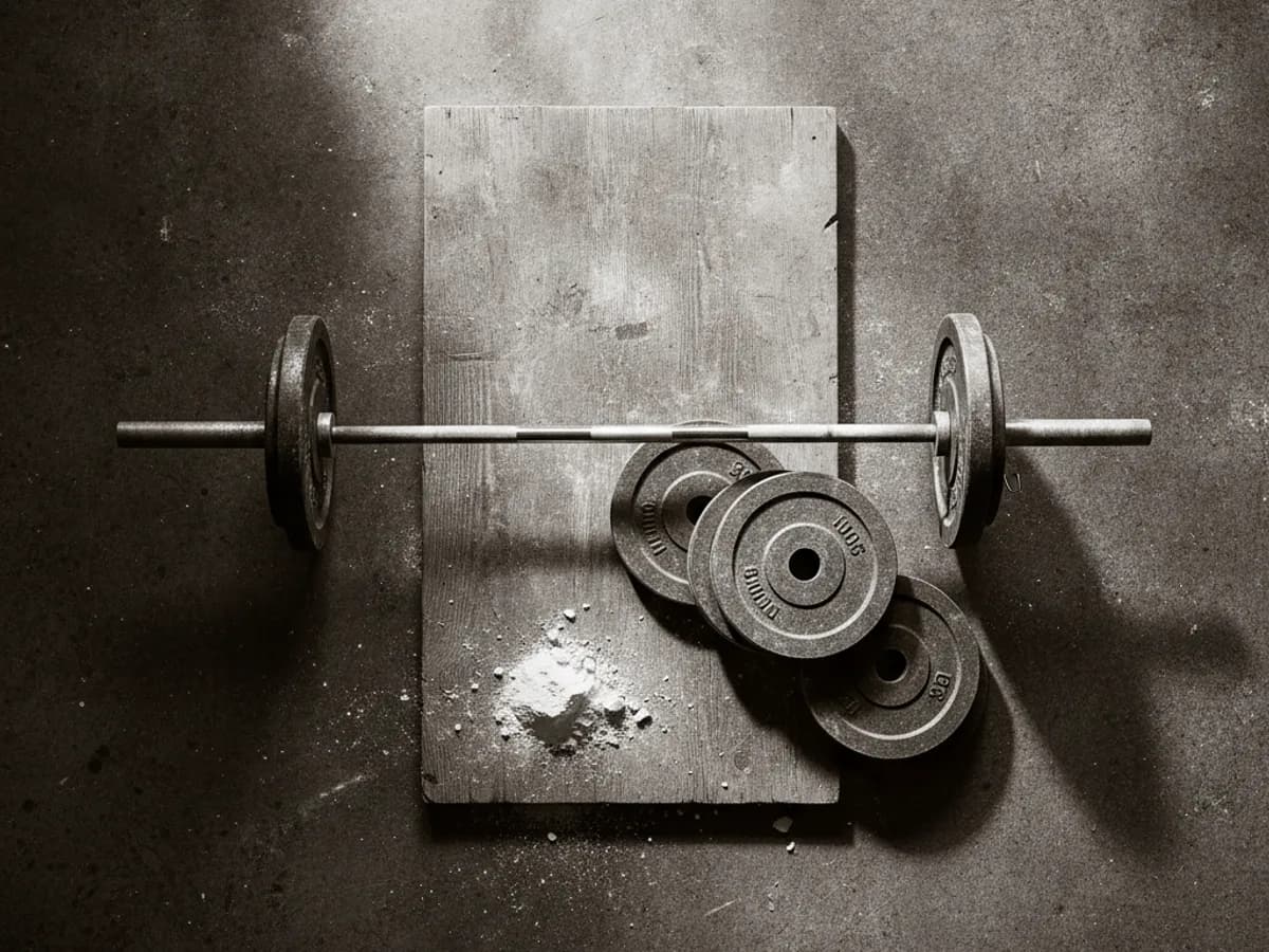 Barbell-Setup für den Einsteigerkurs Langhantel auf der Plattform